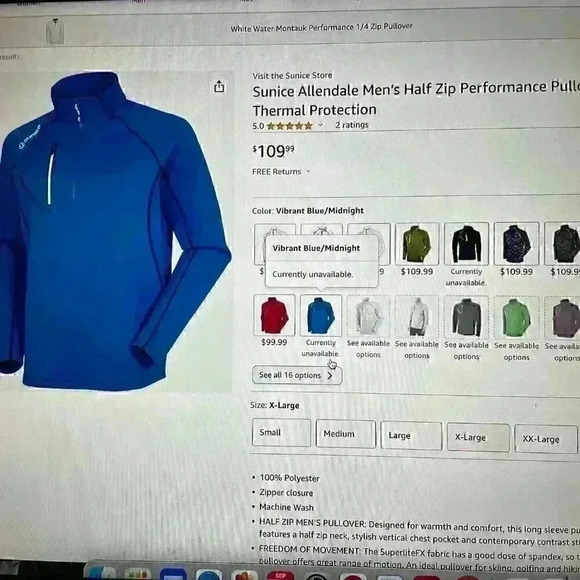 Sunice Allendale Men’s Half Zip Performance Pullover with Thermal Protection - Picture 8 of 15